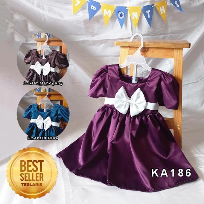 Burgundy Dress Kondangan Anak Cewek 2 3 Tahun OOTD Simple Elegan Gaun Pesta Anak Mahogany Mewah Eleg