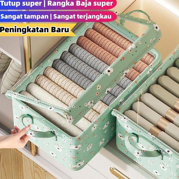Baguskok- Peningkatan Baru Storage Box Rangka Baja Tutup Super Storage Box Organizer Tahan Debu Dan 