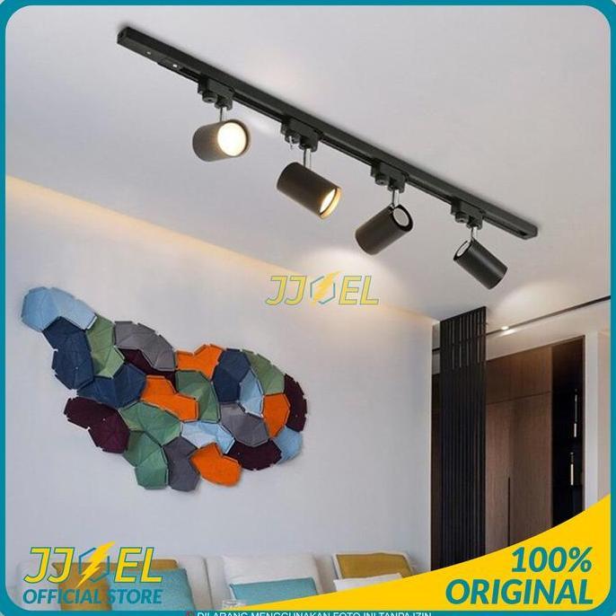 Lampu Sorot 1 Set Isi 4 Spot Track Light Spotlight Rel 2M Rumah Cafe