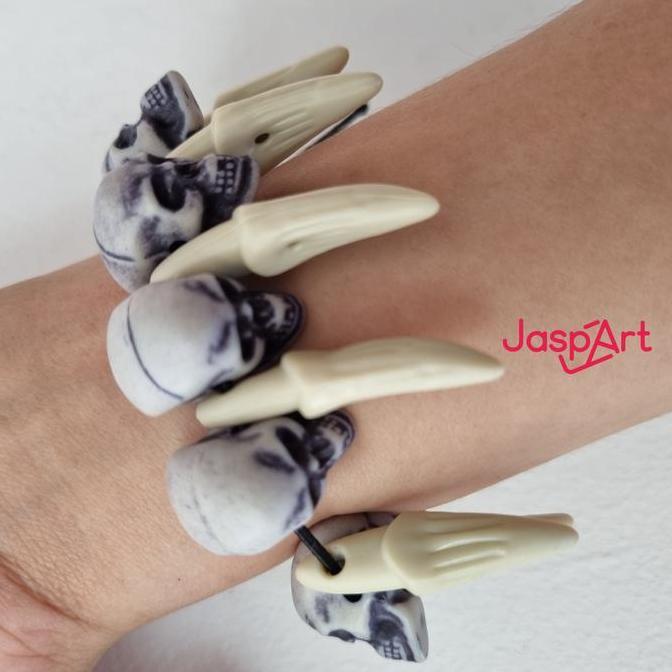 TERLARIS GELANG TANGAN AKSEN KEPALA TENGKORAK GELANG TENGKORAK TARING GELANG HALLOWEEN GELANG UNIK