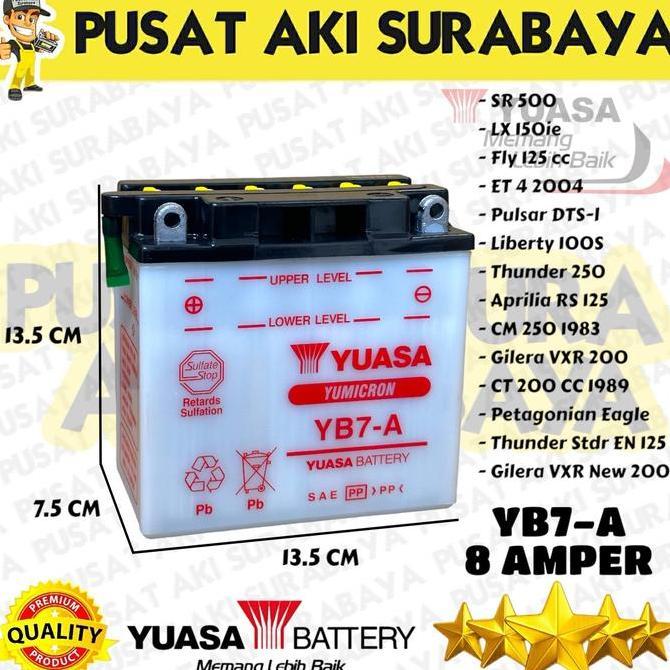 Promo ACCU YUASA YB7A ORIGINAL AKI YB7 A 8 AMPER THUNDER PULSAR Diskon