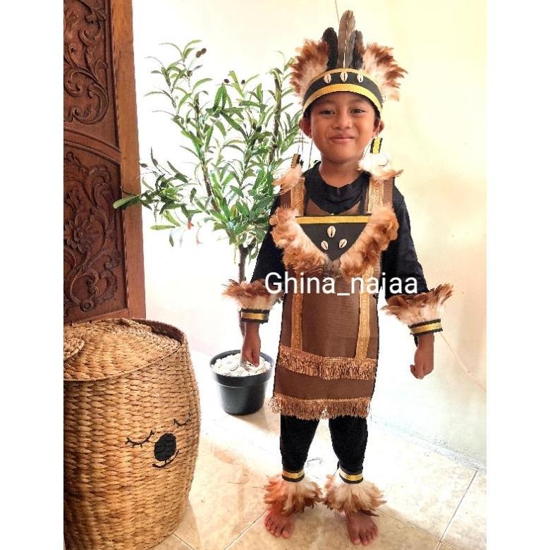 Diskon Kostum Dayak/Papua Anak. Kostum Karnaval/Tari Anak. (Hanya Kostum)