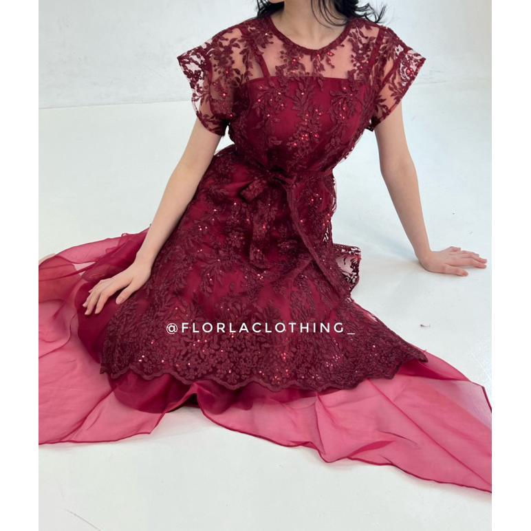 Murah F351 Dress Wanita Kondangan Bridesmaid Pesta Mewah Bahan Premium