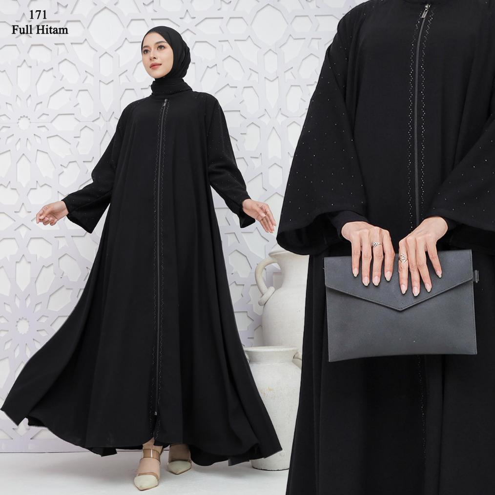 EXCLUSIVE Abaya Jetblack Hitam Pekat Jetblack Premium Full Sleting Gamis Outer Syari Muslimah remaja
