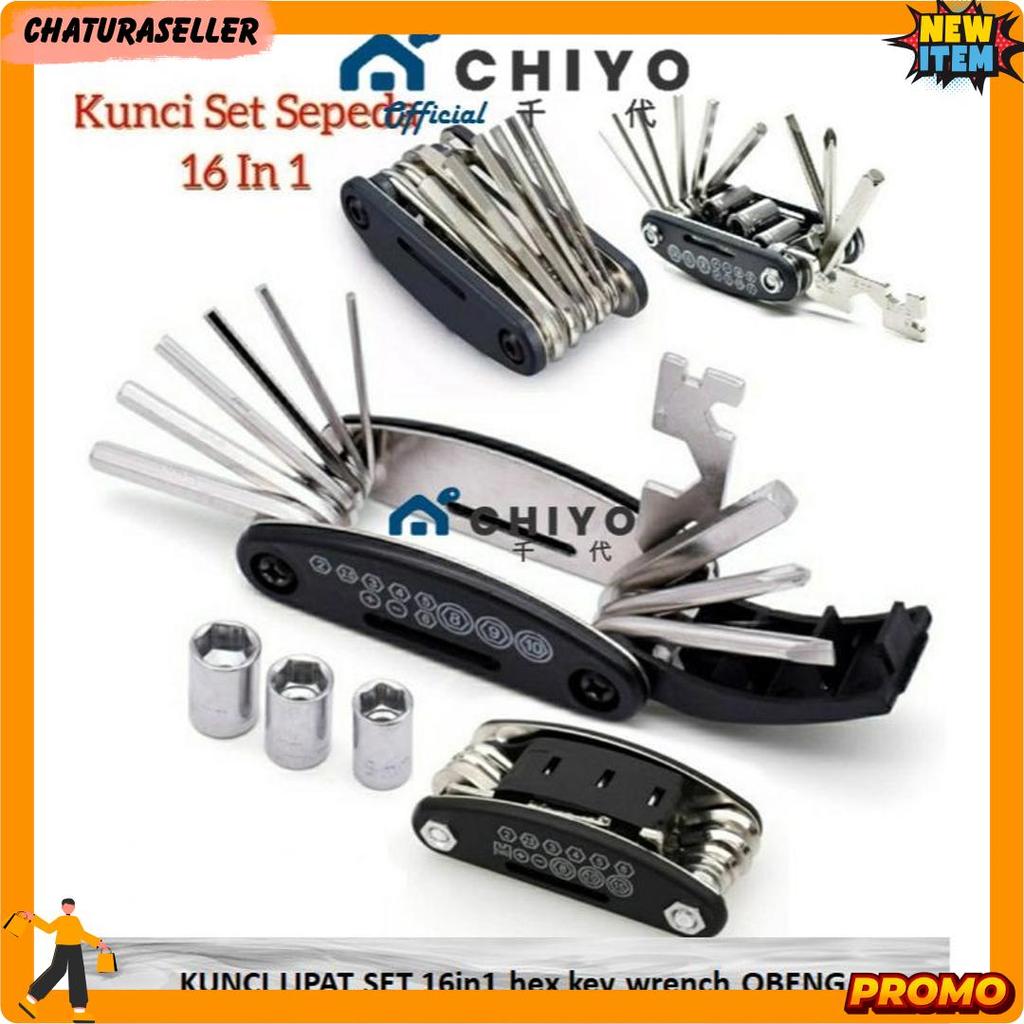Chiyo Living - Kunci Lipat Set 16In1 Hex Key Wrench Obeng Shock Pas Sepeda Motor Tool Kit 16 In1 Pen