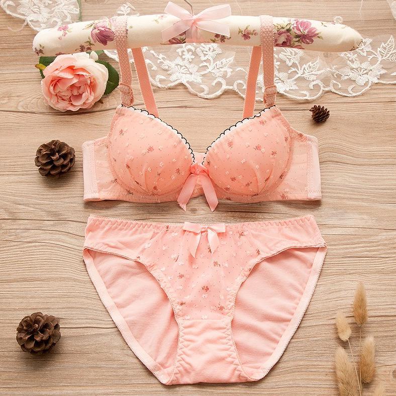 diskon termurah set bra / bh cewek wanita bahan import korea seksi kr015 premium motif bunga
