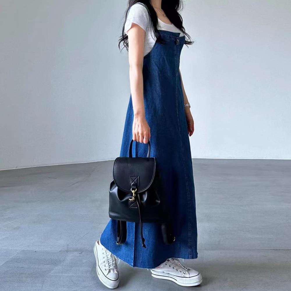 100% AMAN | kekinina.factory | (Ready stok) baju wanita kekinian overall dress jeans jumbo midi dres