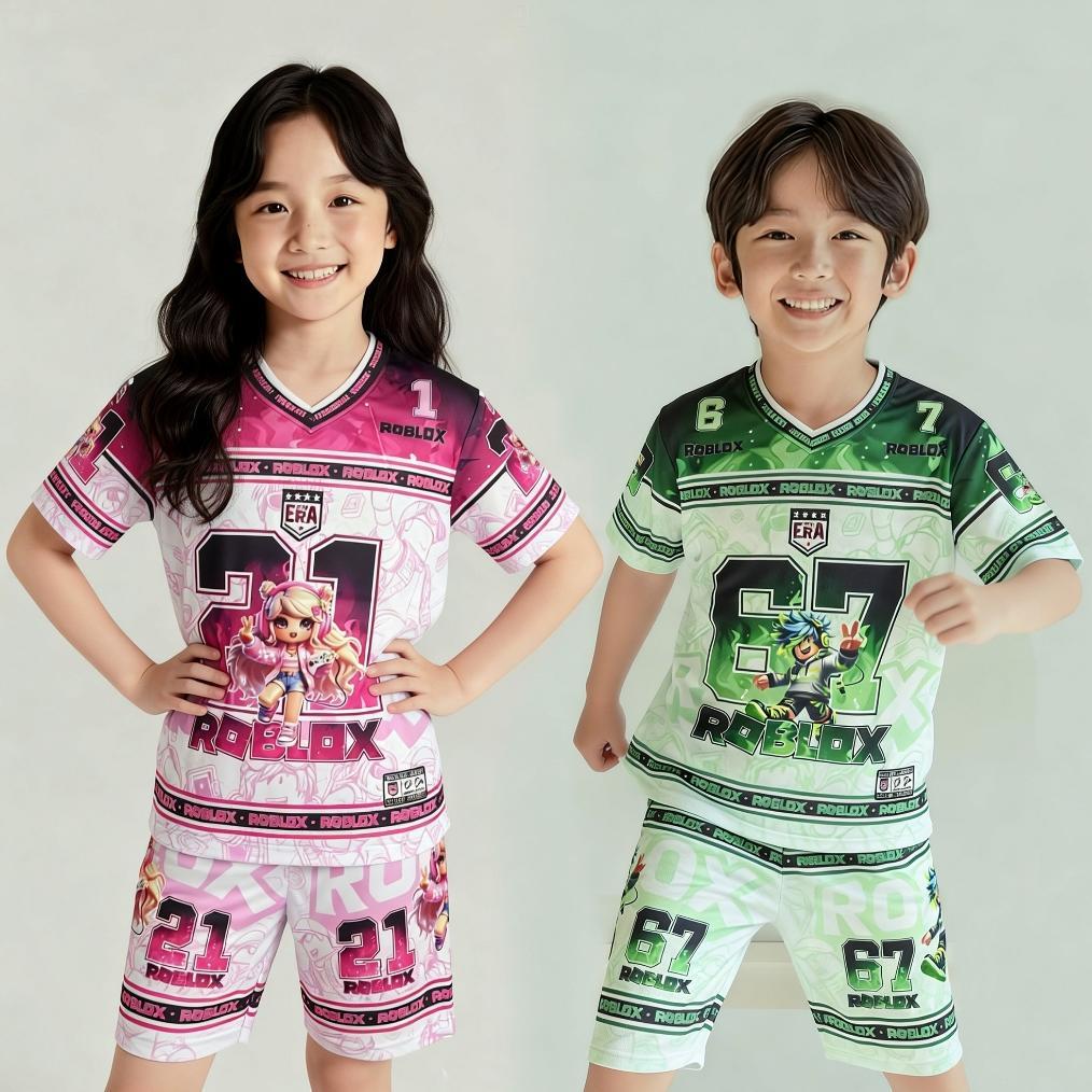 Termurah Set Jersey Anak Perempuan Dan Laki Baju Celana Roblox Buat Anak 3-13 Tahun Kekinian