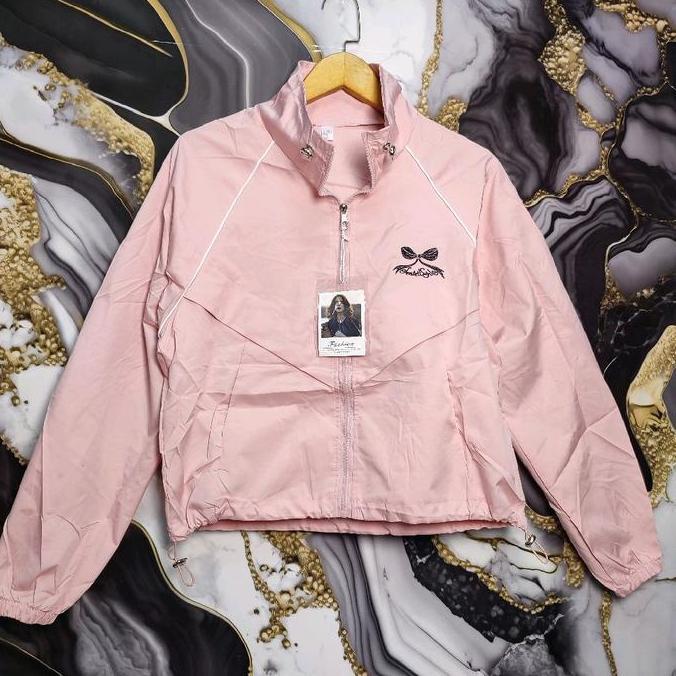 hudi jaket wanita parasut premium bordir bahan halus HC