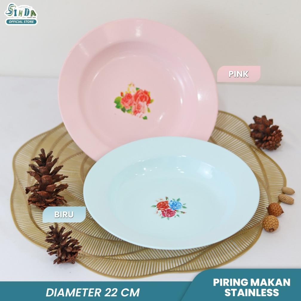 Piring Melamin Piring Motif Bunga 22cm 1Lusin