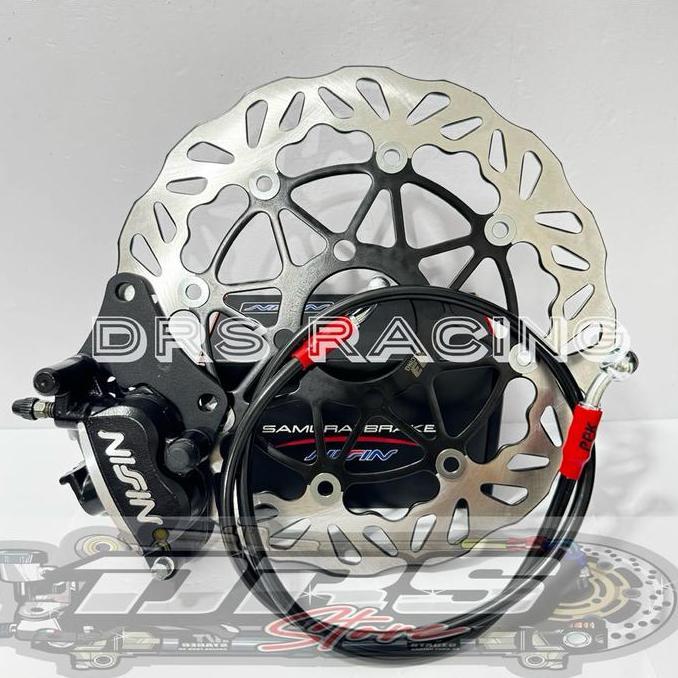 4IN1 PAKET KALIPER NISSIN SAMURAI 2 PISTON + DISC CAKRAM 260MM +SELANG 95CM + BREKET PNP FIZR, JUPIT