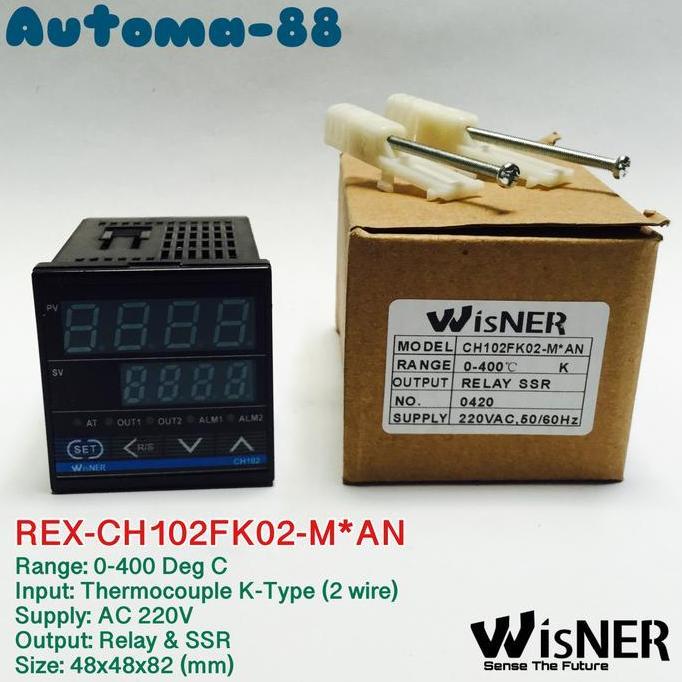 WISNER REX-C100 CH102 DIGITAL PID TEMPERATURE CONTROLLER INPUT THERMOCOUPLE TYPE K OUT RELAY SSR 0 -