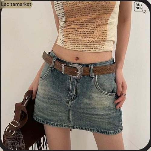 Belt Vintage Amerika Ikat Pinggang Wanita Fahsion Tahan Lama Sabuk Pinggang Lebar Kulit Pu Sabuk Wan