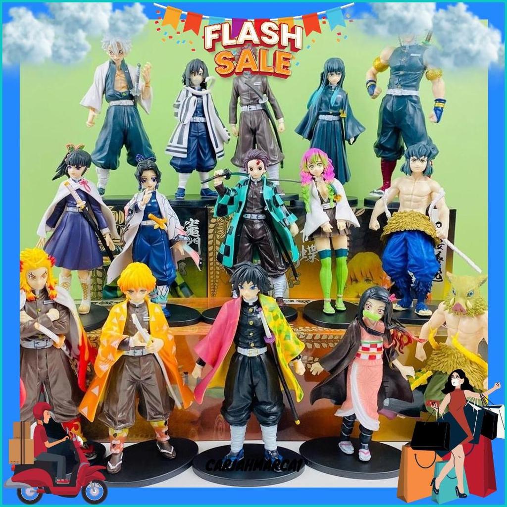 Boneka Anime Action Figure Demon Slayer Figure Asli Tanjiro Figure Nezuko Figure Kimetsu No Yaiba Fi
