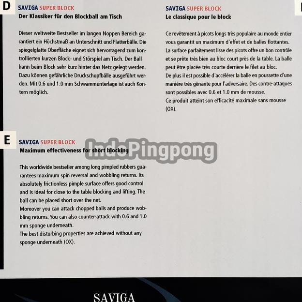 Dawei Saviga Super Block Ox - Long Pips Bintik Bertahan Panjang