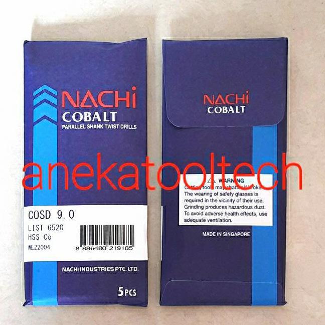 TERLARIS MATA BOR HSS COBALT 9MM NACHI | TWIST DRILL NACHI 9MM HSS COBALT