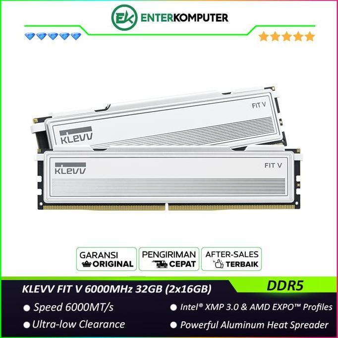 TERBARU - KLEVV FIT V Ceramic White DDR5 PC48000 6000MHz 32GB (2x16GB) / RAM 32GB