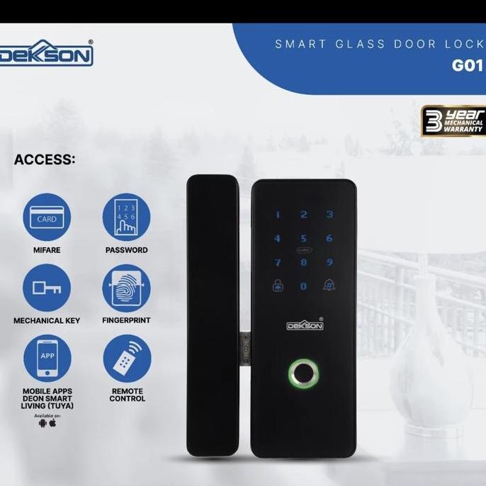 HARGA DISC - SMART GLASS DOOR DEKKSON G01 SMART GLASS DOOR LOCK BLACK (RIGHT)