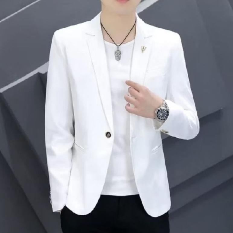 Original (Full Furing)Blazer Pria Warna Putih Jas Formal Casual Slimfit