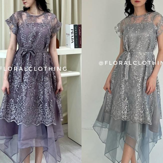 F351 Dress Wanita Kondangan Bridesmaid Pesta Mewah Bahan Premium