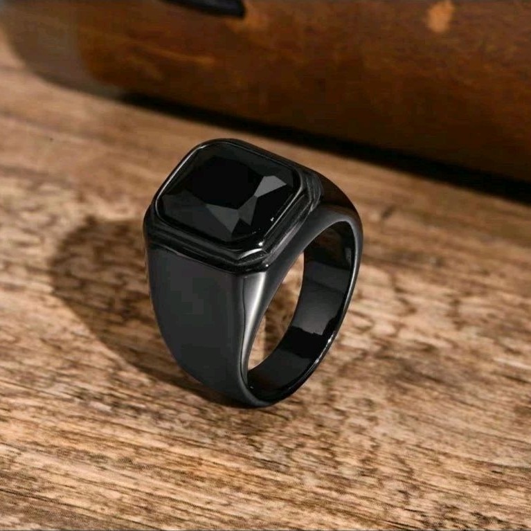 [ Bayar Ditempat ] Cincin Pria Model Terbaru / Cincin Black Onyx Pria Super Keren