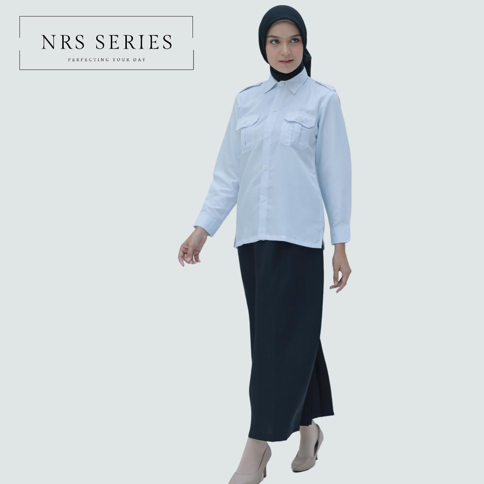 Promo Nrs Series - Baju Pdh Wanita Kemeja Putih Hitam Seragam Kerja Pns