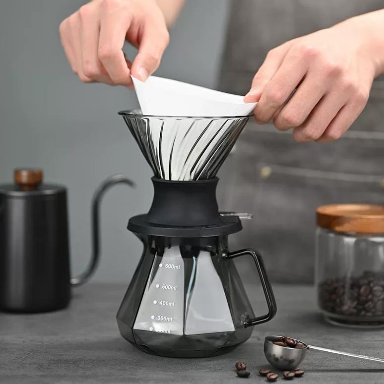 Olg Coffee Dripper Kopi v60  - Alat Kopi v60 Dripper Set Cangkir Filter Pintar - Bisa Direndam Kaca 