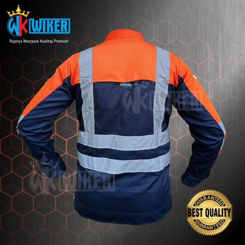 Murah Wearpack Safety Warna Orange Navy - Werpack Semi Jaket Keren - Baju Proyek Elegan - Werpack Sa