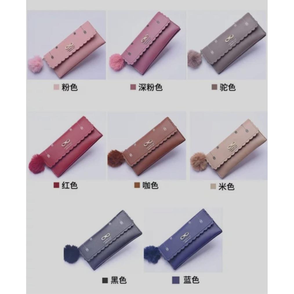 SUPER SALE Skygalery Dompet Panjang  Lipat Wanita Dengan Pompom Women Wallet Korean