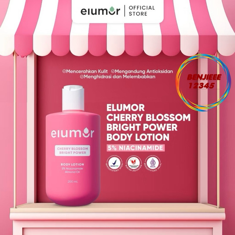 Elumor Body Lotion Cherry Blossom Bright Power 200Ml Body Lotion Whitening Elumor Elumor Lotion