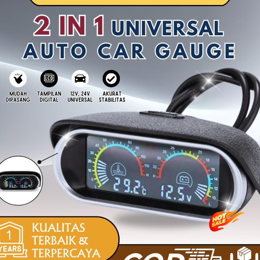 Barre Voltmeter Universal 2 In 1 12V/24V Lcd Motor Mobil Digital Horizontal Gauge Water Temperature