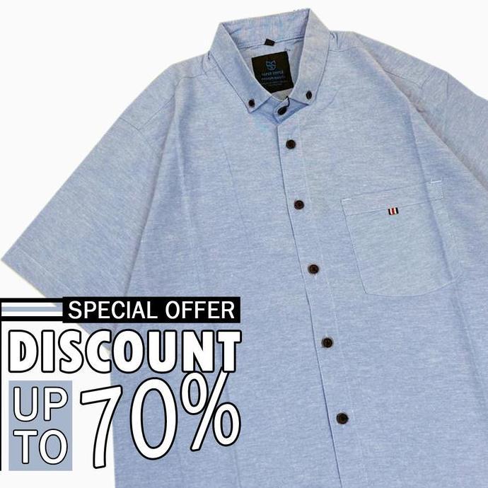 DE5 - Baju Kemeja Pria Lengan Pendek Hijau Army Casual SlimFit Premium Distro Kain Katun Oxford dan 