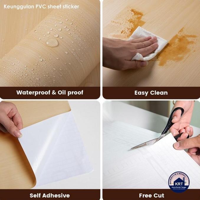 Decor- Stiker / Sticker Motif Kayu 200Cm X 60Cm Pvc Sheet Sticker Pelapis Furniture Lemari Meja Taco