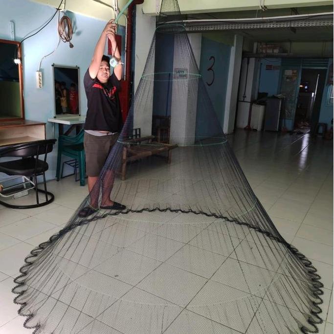 jala lempar bahan nilon / benang tinggi 3 meter, jala ikan,  jala udang,  jala sungai dll DIN