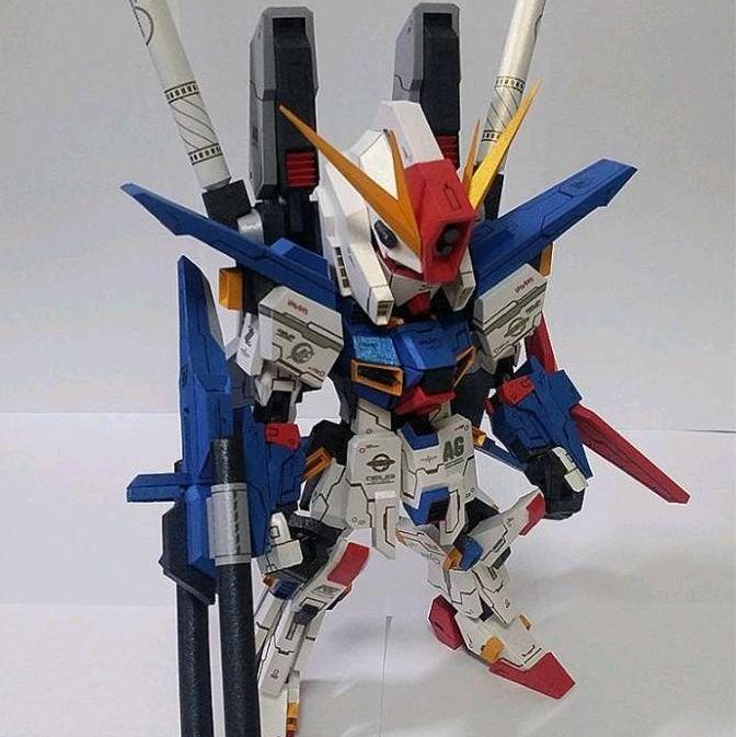(Mainan Kertas) DIY Papercraft Pola Gundam SD MSZ-010 ZZ Gundam Jasmine Paper