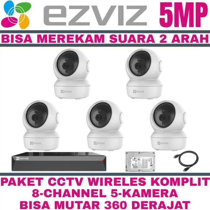 TERLARIS PAKET CCTV EZVIZ 5MP 8 CHANNEL 5 KAMERA WIRELESS