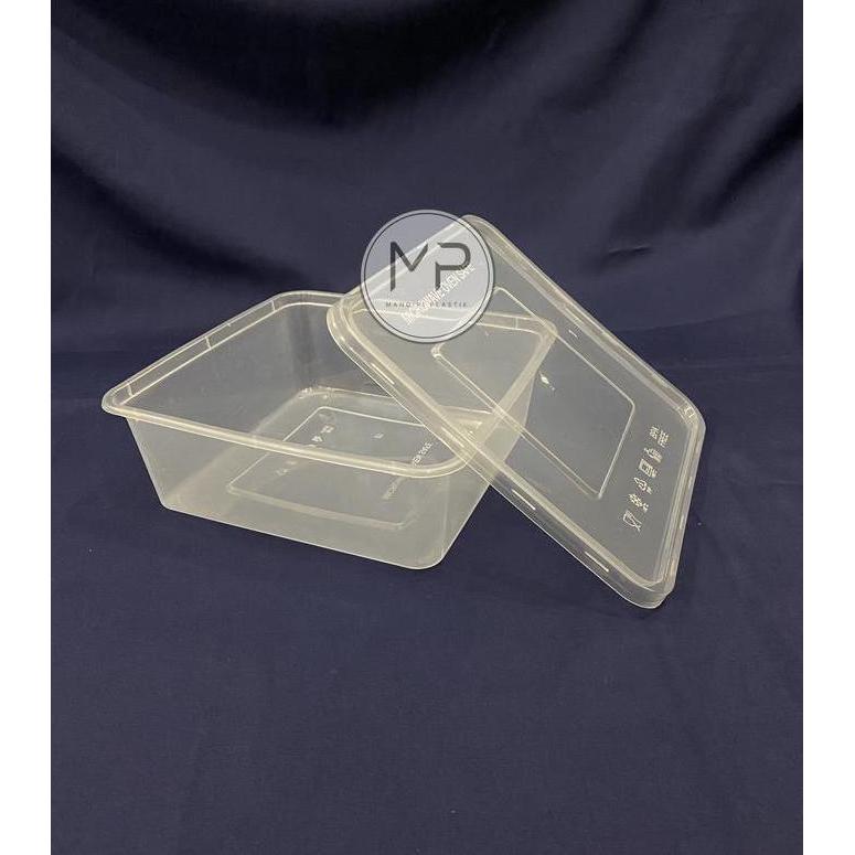 Nicht- Thinwall Square Otk 2000 Cup Mika Oti Food Container Kotak Makan Persegi 2000Ml Kotak - 25Pcs