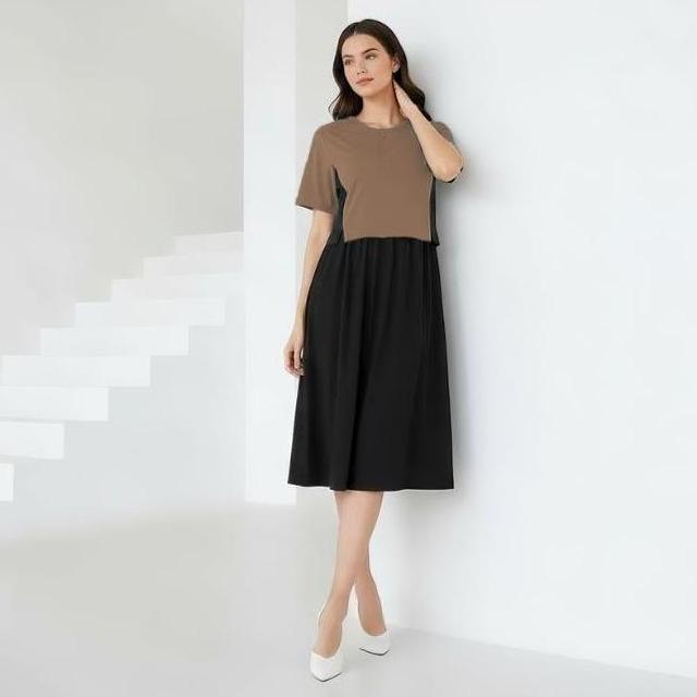KHUSUS KAMU PRODUK FOREVER SWEET Dress Midi Aquila Dress Wanita Baju Casual Santai Cantik Nyaman KHU