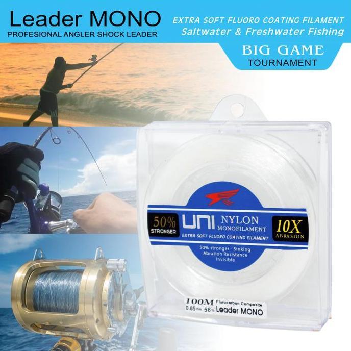 HARGA DISC - Falcon Senar Leader MONO Uni 100 Meter Extra Soft Fluorocarbon Coating Tahan Gesekan un