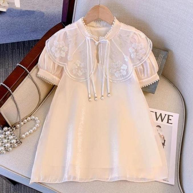 Wakeup- Beibei Kids--1-9 Tahun  Baju Bangkok Import Anak Semi Dan Musim Panas Rok Lengan Gaun Bordir