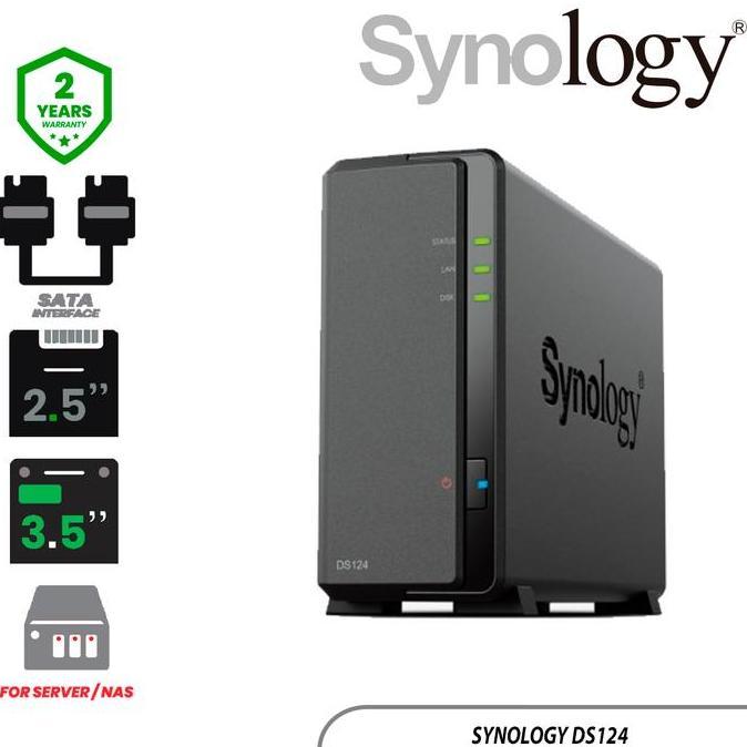 SYNOLOGY DS124 - DISKSTATION 1 BAY NAS SERVER - PAKET HDD/SSD ORIGINAL DAN TERPERCAYA