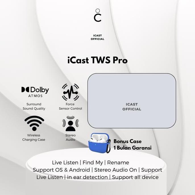 Murah [Gratis Case] Icast Pro H1 Wireless Charging Case Tws Bluetooth By Icast Official