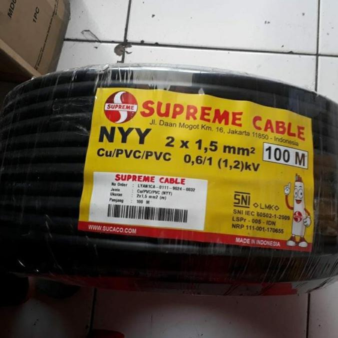 TERMURAH - Kabel NYY 2 x 1.5 mm Supreme Hitam 1 Roll 100 meter NYY 2x1.5 mm