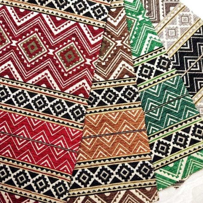 Lengkappoll- Bahan Kain Chenille Meubel Sofa Lesehan / Jok / Kursi Motif Arab Salur Klasik - Ethnic 