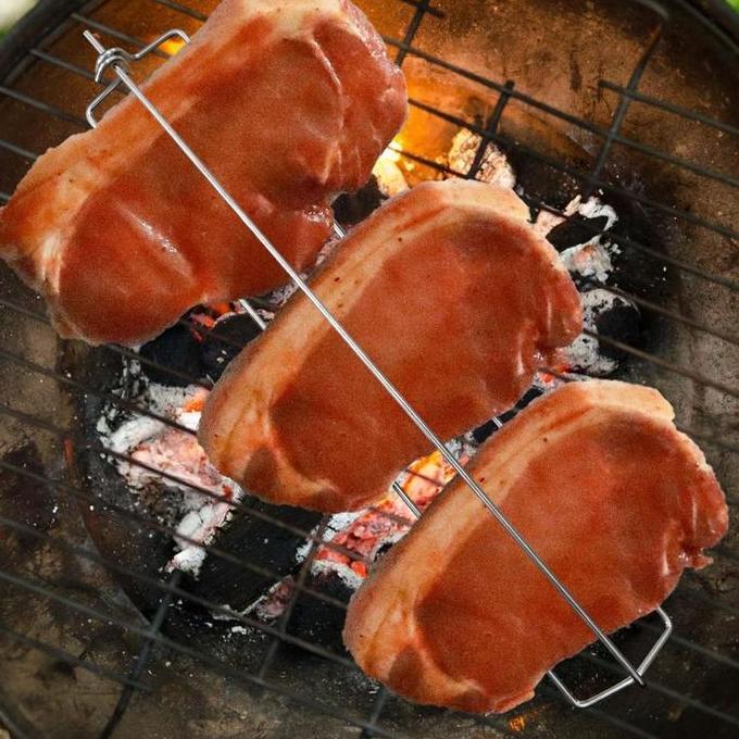 ICHENGO Tusuk Sate Bentuk U Reusable Stainless Alat Garpu Roti Panggang Kebab/Barbeque/Bbq/Daging Ga