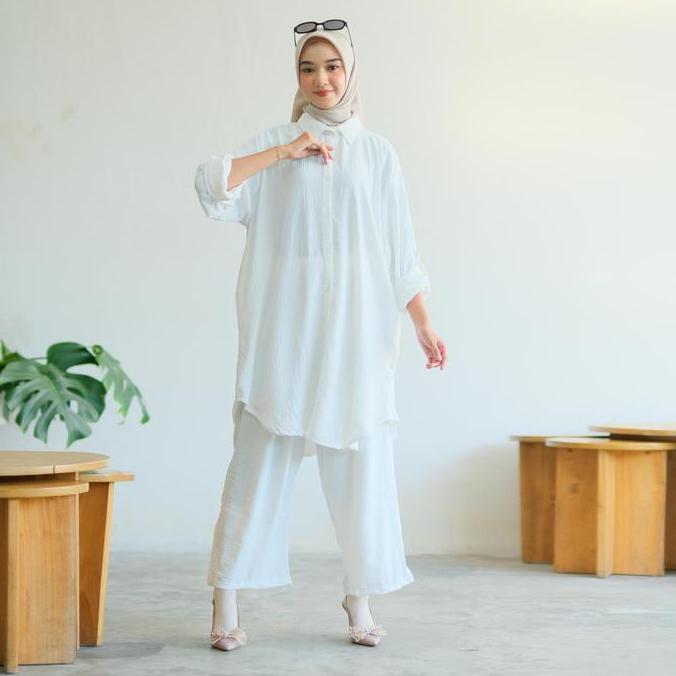 PREMIUM Setelan Jumbo Ld 140 160 Crinkle Airflow Premium Melar Muslim Baju Celana Atasan Wanita Panj