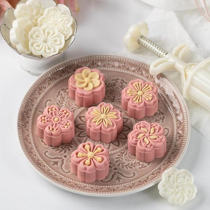DZAWAO 3 in 1 Cetakan Kue Bulan Kue /Cetakan Kue Bulan Berbentuk Bunga Bunga Matahari Cetakan Kue Bu