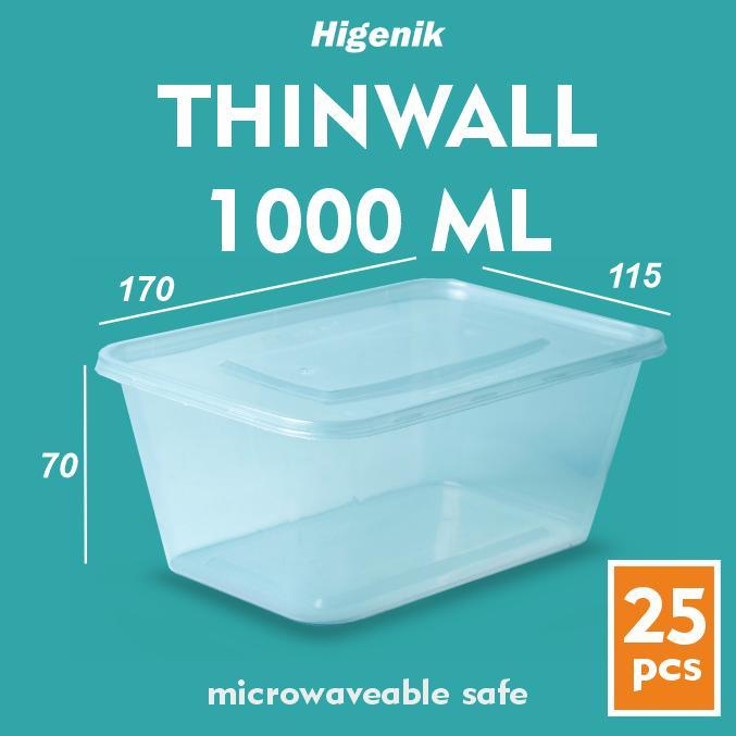 Thinwall 1000 Ml / Food Container Box / Kotak Makan Plastik / Mika Box