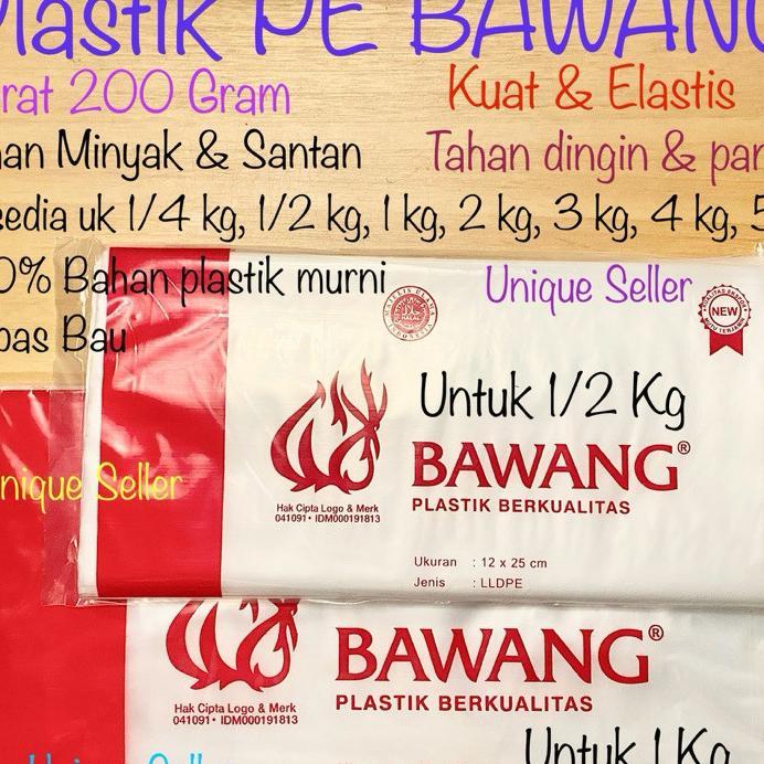 Plastik Pe Bawang Tebal 03 Uk 10X20 (1/4 Kg) 12X25 (1/2 Kg) 15X30 (1 Kg) 18X35 (2 Kg) 20X35 (3 Kg) 2
