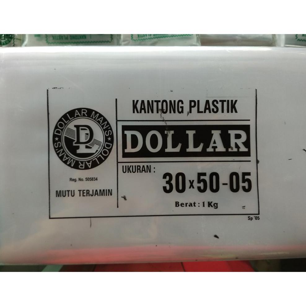 Kantong Plastik Bening Ukuran 30X50-05 / Cap Dollar 30X50